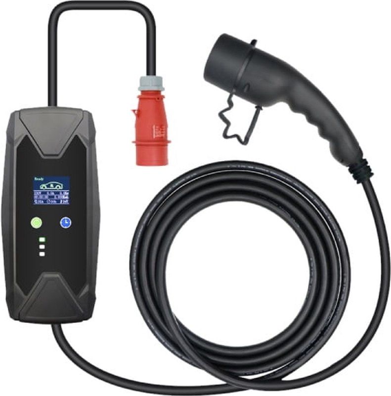 Mobiele lader 22 kW - 10 Meter | 32A - 3-Fase | 380v krachtstroom lader | Mobiele Thuislader (CEE stekker rood)