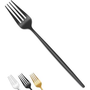 Vorken, 12 stuks, roestvrijstalen vorkenset, 20 cm (8 inch), matzwarte vorken, tafelvorken, bestekvorken, geschikt voor thuis/restaurants/feestjes, vaatwasmachinebestendig.