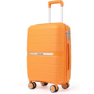 TAN.TOMI Koffer met 4 wielen 40L Handbagage Ruimbagage - Cijferslot - Reiskoffer - Trolley Koffer met Wielen - Roze Oranje