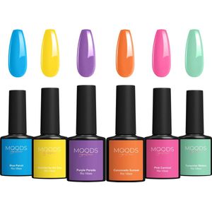 Moods Gellac 6-delige Set - Gel Nagellak - 8ML - Rio Vibes Edition - Gellac - Nagels - Gellak Starterspakket - Zomerse Kleuren
