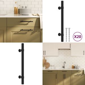 vidaXL Handvatten 20 st 128 mm roestvrij staal zwart - Handvat - Handvatten - Handgreep Voor Kast - Handgreep