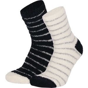 Apollo - Bedsokken dames - Blauw-Wit- One Size - Slaapsokken - Warme sokken dames - Winter sokken - Fluffy sokken