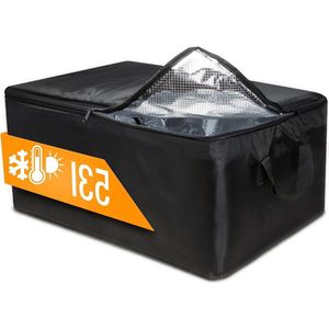 Grote thermotas voor opvouwbare box - isolatiekist boodschappentas voor warmte en kou - voedseltransport zwart - 60 cm x 40 cm x 25 cm Cool Box Stand