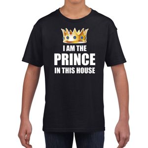 Im the prince in this house t-shirt zwart jongens / kinderen - Woningsdag / Koningsdag - thuisblijvers / luie dag / relax shirtje 104/110