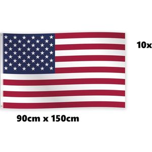 10x Vlag USA 90cm x 150cm - Landen festival thema feest fun verjaardag Amerika U.S. Verenigde staten