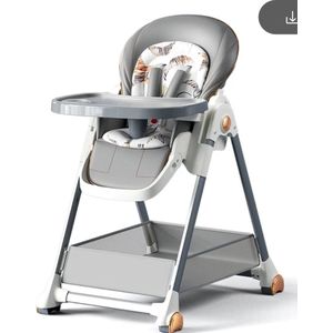 De Fleur - babystoel voor aan tafel - baby eetstoel - Grijs - Hoogte van de zit volledig aanpasbaar - Met wielen met rem - Makkelijk opklapbaar