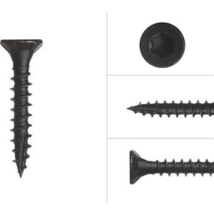 Wovar Zwarte Schroeven Verzinkt 4 x 16 mm Torx 20 met Snijpunt | 100 Stuks | Houtschroeven