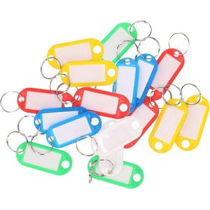 50x Gekleurde sleutellabels/sleutelhangers - Sleutelhangers - Sleutelhanger met etiket/label/schrijfvakje