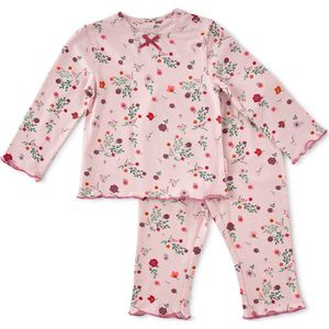 Little Label Pyjama Meisjes Maat 92/2Y - lilaroze, groen, fuchsia - Bloemen - Pyjama Kind - Zachte BIO Katoen