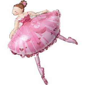 Ballerina Ballon - XXL - 104x65cm - Thema feest - Versiering - Ballet - Balletdanseres - Balletschoenen - Balletschool - Meisje - Dansen - Danseres -Verjaardag - Folie ballon - Ballonnen - Leeg - Helium ballon