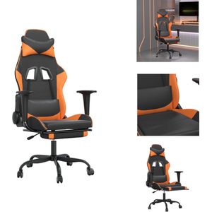 vidaXL Gamingstoel - Gamingstoelen - Televisiestoel - Racingstoel - Gamestoel met voetensteun kunstleer zwart en oranje