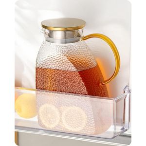 Waterkan, karafglas met roestvrijstalen deksel, lekvrije koelkastdeurkaraffen voor warme of koude dranken