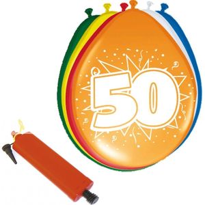 Folat - Verjaardag ballonnen pakket 50 jaar - 32x stuks met ballonpomp