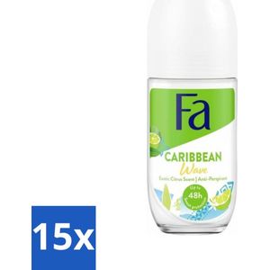 Fa - Caribbean Wave - Deodorant Roller - Lemon - 50 ml - Bulkverpakking - 15 stuks