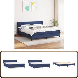 vidaXL Boxspring Blauw - 180x200 cm - Inclusief Matras Boxspringbed - Slaapkamerinrichting - Tweepersoonsbed - Blauwe Bedden - Pocketveermatras