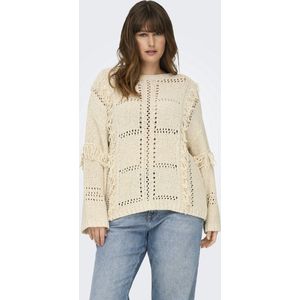 ONLY CARMAKOMA - CARYRSA LIFE LS FRINGE O-NECK KNT - Dames - Gebreide truien
