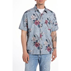 shirt ALL OVER PRINTED COTTON LT BLUE & HIBISCUS (M4119 .000.74920 - 010)