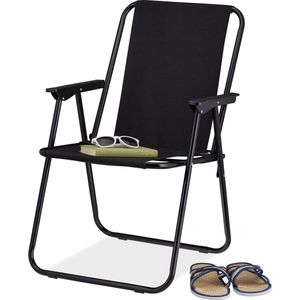 Campingstoel Klapstoel licht draagbaar strandstoel zwart - tot 100 kg - polyester ijzer opvouwbaar