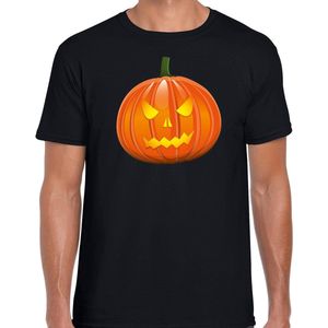 Halloween Pompoen halloween verkleed t-shirt zwart voor heren - horror shirt / kleding / kostuum XL