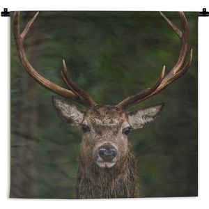 Wandkleed - Wanddoek - Hert - Gewei - Natuur - 180x180 cm - Wandtapijt