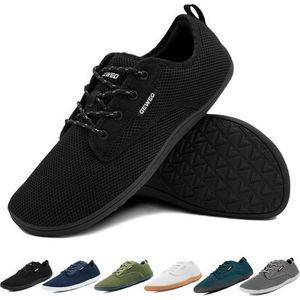 Geweo Barefoot Schoenen - Sneakers - Sportschoenen - Wandelschoenen - Buitenschoenen - Heren - Dames - Zwart – Maat 45