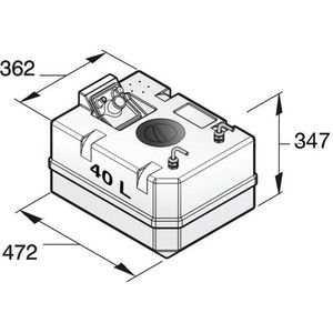 VETUS 40 liter diesel Brandstoftank voor Ø 8mm leiding