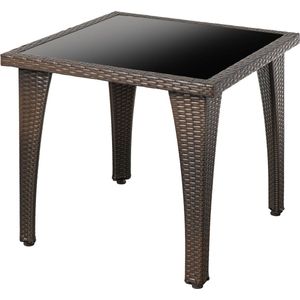 Brulo - Tuintafel - balkontafel - tafel -poly rattan - glas 80x80x72 cm - 15 kg