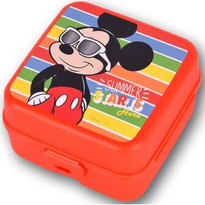 Disney Mickey Mouse Broodtrommel voor Kinderen | Rood, 1.5L met 3 Vakjes en Extra Bestekcompartiment | BPA Vrij