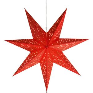 Star Trading Kerstster Dot vanStar Trading, 3D papieren ster Kerst in rood, decoratieve ster om op te hangen met kabel, E14 fitting, Ø: 54 cm