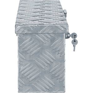 vidaXL Aluminium Kist Zilverkleurig 48,5x14x20 cm Aluminium Kist - Trailerkist - Gereedschapskist - Opslagbox - Vervoersbox