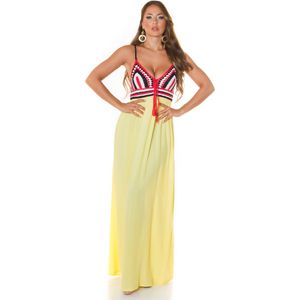 Maxi-jurk zomerjurk  met borduursel geel maat L