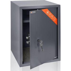 Zakelijke XL key lock kluis - Grote veiligheids kluis 50x35x36cm - Beveiligde opslag voor kantoor - Zware kluis 60L safe met verstelbare plank