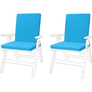 Garden Premium stoelzitkussen | veilige binding en elastische terugtrekking boven de rug | waterbestendig | geschikt voor binnen en buiten | opvouwbaar en licht (turquoise, 2)