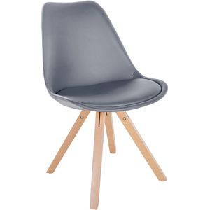 In And OutdoorMatch Stoel Jolene - Grijs - Kunstleer - Comfortabele zit - Hoogwaardige bekleding - Stijlvolle stoel - Klassieke uitstraling