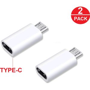 2x Usb Type C Female Naar Micro Usb Male Adapter Connector Type-C Micro Usb Charger Adapter wit