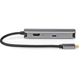 Nedis USB Multi-Port Adapter - USB 3.2 Gen 1 - USB-C Male - HDMI Output / RJ45 Female / USB-A Female / USB-C Female - 5 Gbps - 0.20 m - Rond - Verguld - PVC - Antraciet - Doos