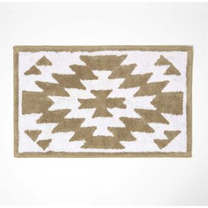 Homescapes badmat beige-wit patroon, 50 x 80 cm - katoenen badmat