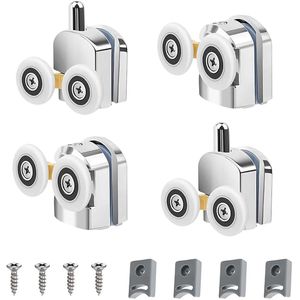 Douchedeurwielen 4 stuks - Dubbele wielen 23 mm - Geschikt voor glazen deuren 3-6 mm dikte - Duurzaam en stil