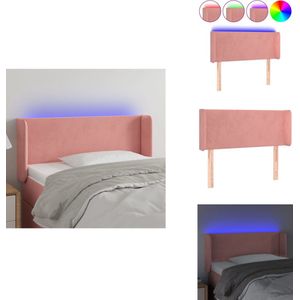 vidaXL Hoofdbord - Hoofdborden - Hoofdeinde - Houten Hoofdbord - Hoofdbord LED 103x16x78/88 cm fluweel roze