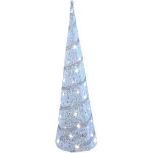 Gerimport Kerstverlichting - LED kegel/piramide kerstboom lamp - wit - rotan/kunststof - H59 cm