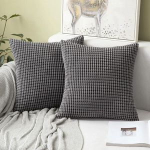 Goodivery ® Zachte kussenovertrekken van ribfluweel, massief, decoratief en vierkant, voor op de bank, in de slaapkamer of in de auto; set van 2 stuks