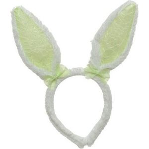 Wit/groene Paashaas oren verkleed diadeem voor kids/volwassenen - Pasen/Paasviering - Verkleedaccessoires - Feestartikelen