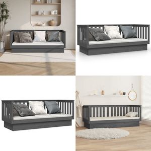 vidaXL Slaapbank 75x190 cm massief grenenhout grijs - Slaapbank - Slaapbanken - Bedbank - Bed