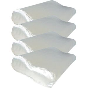 4x Zijden Kussensloop Ergonomisch Wit - 22MM - 40x60cm - Satijnen kussensloop