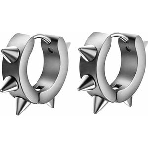 Fako Bijoux® - Oorbellen - Oorringen - RVS - Spikes - Zilverkleurig