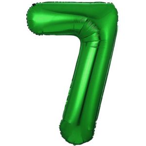 Folie Ballon Cijfer 7 Jaar Groen Verjaardag Versiering Cijfer ballonnen Feest versiering Met Rietje - 36Cm