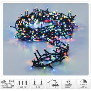 Microcluster Kerstboomverlichting 1800 led - 36m - multicolor - Timer - Lichtfuncties - Geheugen - Buiten- Binnen