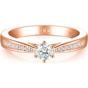 Sophia - 18k Roségouden Moissanite Verlovingsring met Pavé Zijstenen - 0.5 karaat