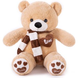 YunNasi Teddybeer XL Grote Knuffelbeer Zachte Gevulde Teddybeer Knuffeldier 80cm, Lichtbruin