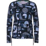 CECIL TOS Geometric AOP roundneck Dames T-shirt - donker blauw - Maat M